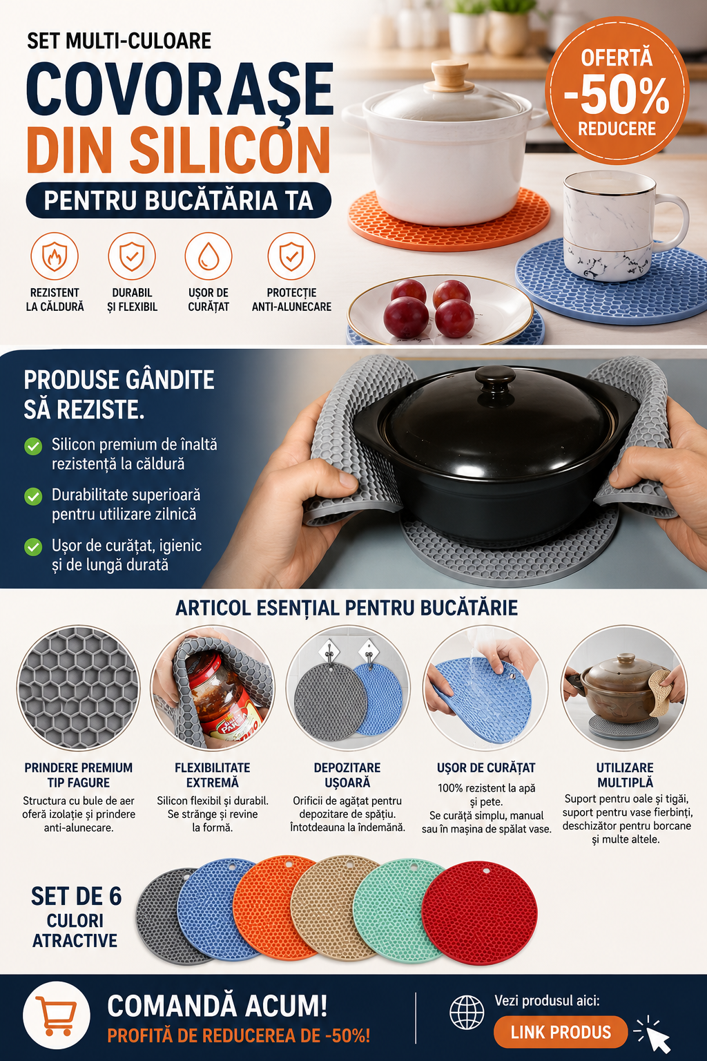 Covoras de protectie silicon - set de 3 bucati